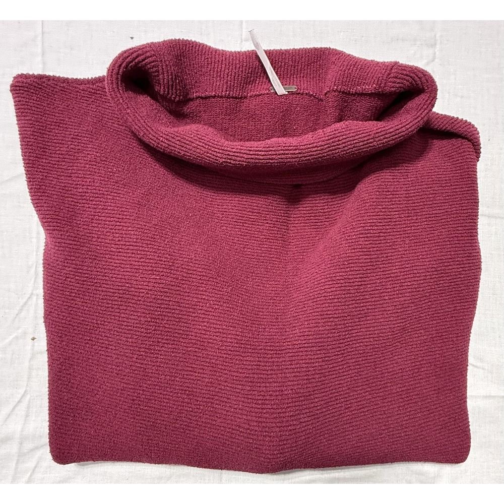 Free People Ottoman Slouchy Tunic Sweater XL Burgundy Plum Ribbed Mock Neck